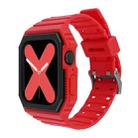 Two-color Integrated Watch Band For Apple Watch Series 8&7 45mm / SE 2&6&SE&5&4 44mm / 3&2&1 42mm(Red Black) - 1