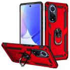 For Huawei nova 9 Shockproof TPU + PC Holder Phone Case(Red) - 1