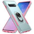 For Samsung Galaxy S10 Pioneer Armor Heavy Duty PC + TPU Holder Phone Case(Green + Pink) - 1