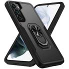 For Samsung Galaxy S22 5G Pioneer Armor Heavy Duty PC + TPU Holder Phone Case(Black) - 1