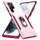 For Samsung Galaxy S22 Ultra 5G Pioneer Armor Heavy Duty PC + TPU Holder Phone Case(Pink) - 1