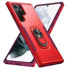 For Samsung Galaxy S22 Ultra 5G Pioneer Armor Heavy Duty PC + TPU Holder Phone Case(Red) - 1