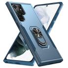 For Samsung Galaxy S22 Ultra 5G Pioneer Armor Heavy Duty PC + TPU Holder Phone Case(Blue) - 1