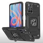 For Xiaomi Redmi Note 11 Magnetic Armor TPU + PC Holder Phone Case(Black) - 1