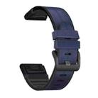 For Garmin Fenix 7 Silicone + Leather Quick Release Watch Band(Midnight Blue) - 1