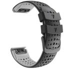 For Garmin Fenix 7 Two-color Silicone Round Hole Quick Release Watch Band(Black Grey) - 1