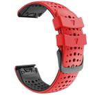 For Garmin Fenix 7 Two-color Silicone Round Hole Quick Release Watch Band(Red Black) - 1