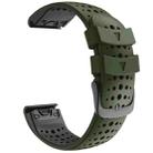 For Garmin Fenix 7 Two-color Silicone Round Hole Quick Release Watch Band(Army Green Black) - 1