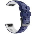 For Garmin Fenix 7 Two-color Silicone Round Hole Quick Release Watch Band(Blue White) - 1