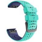 For Garmin Fenix 7 Two-color Silicone Round Hole Quick Release Watch Band(Mint Green Blue) - 1