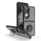 For Huawei P50 Pocket Q Shadow I Ring Kickstand PC and TPU Hybrid Phone Case(Black) - 1