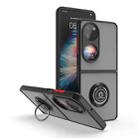 For Huawei P50 Pocket Q Shadow I Ring Kickstand PC and TPU Hybrid Phone Case(Black Red) - 1