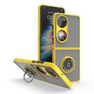 For Huawei P50 Pocket Q Shadow I Ring Kickstand PC and TPU Hybrid Phone Case(Yellow) - 1