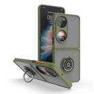 For Huawei P50 Pocket Q Shadow I Ring Kickstand PC and TPU Hybrid Phone Case(ArmyGreen) - 1