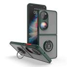 For Huawei P50 Pocket Q Shadow I Ring Kickstand PC and TPU Hybrid Phone Case(Dark Green) - 1