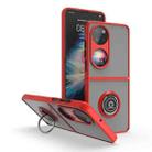 For Huawei P50 Pocket Q Shadow I Ring Kickstand PC and TPU Hybrid Phone Case(Red) - 1