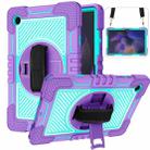 For Samsung Galaxy Tab A8 10.5 2021 360 Degree Rotation Contrast Color Silicone + PC Tablet Case(Purple + Mint Green) - 1