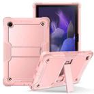 For Samsung Galaxy Tab A8 10.5 2021 Silicone + PC Shockproof Protective Tablet Case with Holder(Rose Gold) - 1