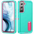 For Samsung Galaxy S22+ 5G 3 in 1 Rugged Holder Phone Case(Blue+Pink) - 1
