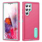 For Samsung Galaxy S22 Ultra 5G 3 in 1 Rugged Holder Phone Case(Pink+Blue) - 1