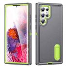 For Samsung Galaxy S22 Ultra 5G 3 in 1 Rugged Holder Phone Case(Grey+Green) - 1