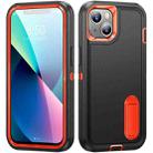 For iPhone 13 mini 3 in 1 Rugged Holder Phone Case (Black + Orange) - 1