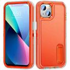 For iPhone 13 3 in 1 Rugged Holder Phone Case(Transparent + Orange) - 1
