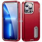 For iPhone 13 Pro Max 3 in 1 Rugged Holder Phone Case (Red + Black) - 1