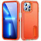 For iPhone 13 Pro Max 3 in 1 Rugged Holder Phone Case (Transparent + Orange) - 1