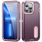 For iPhone 11 Pro 3 in 1 Rugged Holder Phone Case (Purple + Pink) - 1