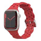 Lace Silicone Watch Band For Apple Watch Ultra 49mm / Series 8&7 45mm / SE 2&6&SE&5&4 44mm / 3&2&1 42mm(Rose Red) - 1