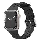 Lace Silicone Watch Band For Apple Watch Ultra 49mm / Series 8&7 45mm / SE 2&6&SE&5&4 44mm / 3&2&1 42mm(Black) - 1