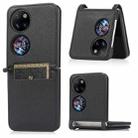 For Huawei P50 Pocket Lambskin Texture Card Folding Phone Case(Black) - 1