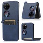 For Huawei P50 Pocket Lambskin Texture Card Folding Phone Case(Blue) - 1