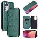 For Xiaomi 12 Pro Carbon Fiber Texture Horizontal Flip PU Phone Case(Green) - 1