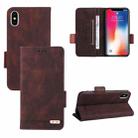 For iPhone X / XS Magnetic Clasp Leather Phone Case(Brown) - 1