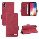 For iPhone X / XS Magnetic Clasp Leather Phone Case(Red) - 1