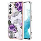 For Samsung Galaxy S22 5G Electroplating IMD TPU Phone Case(Purple Flower) - 1