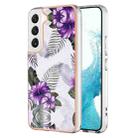 For Samsung Galaxy S22+ 5G Electroplating IMD TPU Phone Case(Purple Flower) - 1