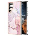 For Samsung Galaxy S22 Ultra 5G Electroplating Marble IMD TPU Phone Case(Rose Gold 005) - 1