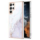 For Samsung Galaxy S22 Ultra 5G Electroplating Marble IMD TPU Phone Case(White 006) - 1