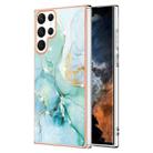 For Samsung Galaxy S22 Ultra 5G Electroplating Marble IMD TPU Phone Case(Green 003) - 1