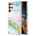 For Samsung Galaxy S22 Ultra 5G Electroplating Marble IMD TPU Phone Case(Green 004) - 1