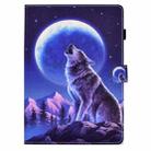 Sewing Pen Slot Leather Tablet Case For iPad 9.7 2018 & 2017(Night Wolf) - 2