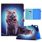 For iPad 10.2 2020 & 2019 Sewing Pen Slot Leather Tablet Case(Bow Tie Cat) - 1