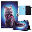 For Lenovo Tab M10 Plus Sewing Pen Slot Leather Tablet Case(Bow Tie Cat) - 1