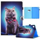 For Samsung Galaxy Tab A7 Lite T220 Sewing Pen Slot Leather Tablet Case(Bow Tie Cat) - 1