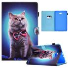 For Samsung Galaxy Tab A 10.1 2016 T580 Sewing Pen Slot Leather Tablet Case(Bow Tie Cat) - 1