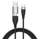 ADC-008 2 in 1 100W USB + USB-C / Type-C to USB-C / Type-C Flash Charge Data Cable, Cable Length:1m(Black Grey) - 1