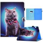 For Huawei MediaPad T3 10 Sewing Pen Slot Leather Tablet Case(Bow Tie Cat) - 1